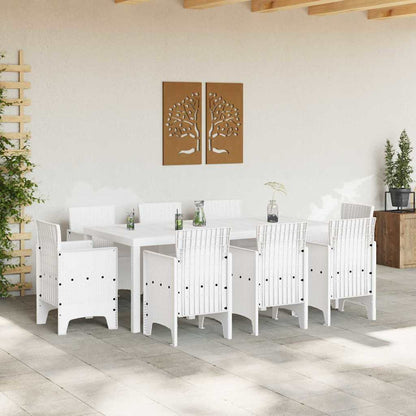Set da Pranzo per Giardino 9 pcs Bianco Polipropilene