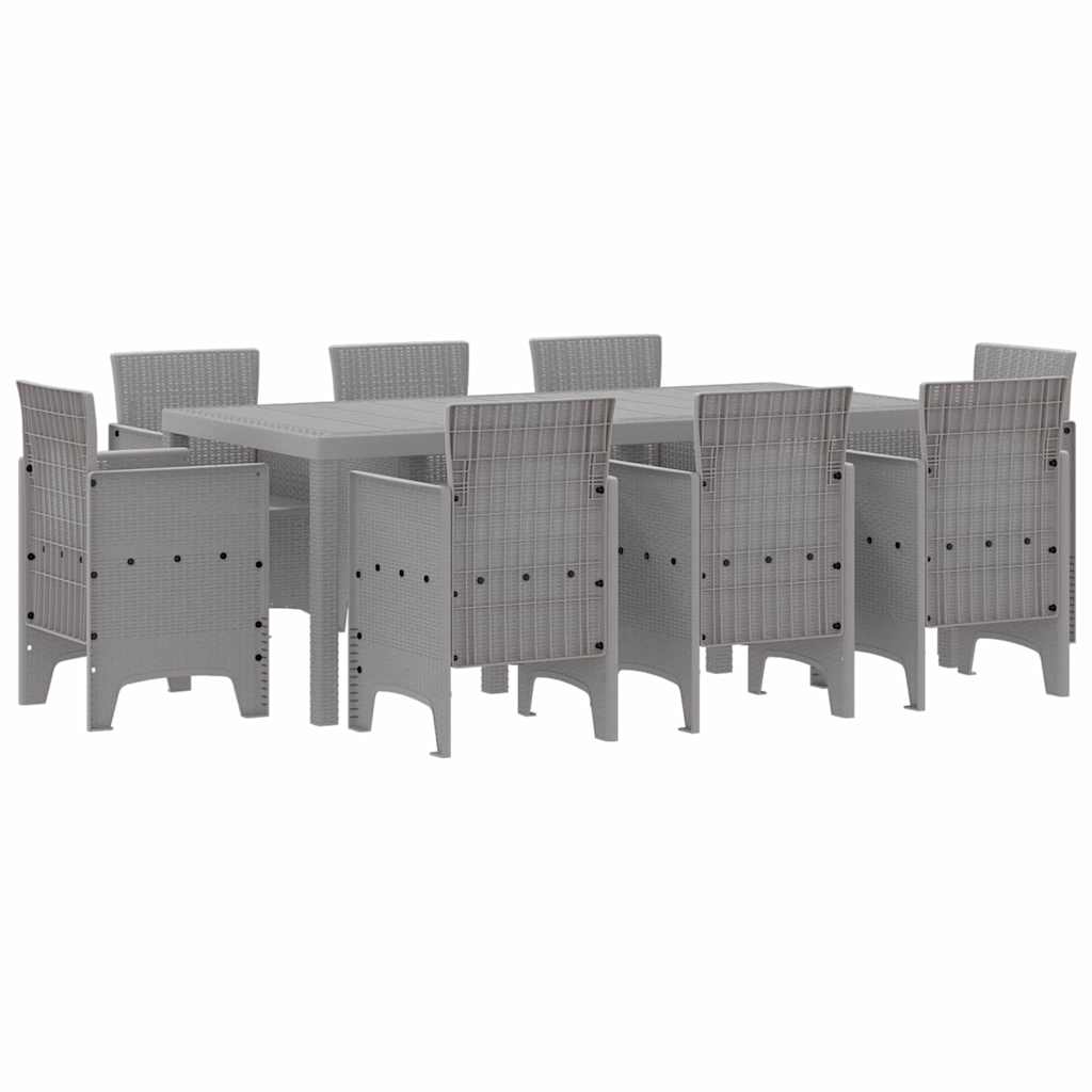 Set da Pranzo per Giardino 9 pcs Grigio chiaro Polipropilene