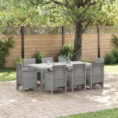 Set da Pranzo per Giardino 9 pcs Grigio chiaro Polipropilene