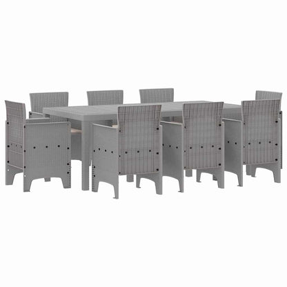 Set da Pranzo per Giardino 9 pcs Grigio chiaro Polipropilene