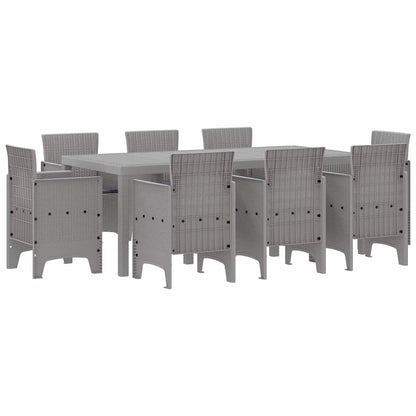 Set da Pranzo per Giardino 9 pcs Grigio chiaro Polipropilene