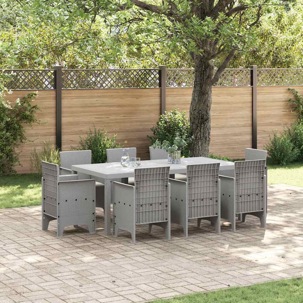Set da Pranzo per Giardino 9 pcs Grigio chiaro Polipropilene