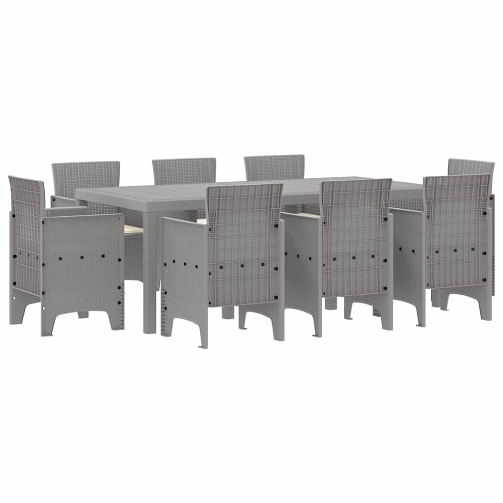 Set da Pranzo per Giardino 9 pcs Grigio chiaro Polipropilene