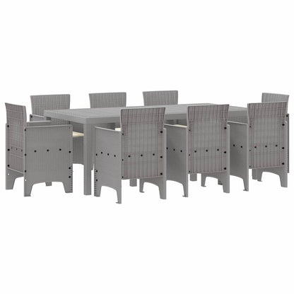 Set da Pranzo per Giardino 9 pcs Grigio chiaro Polipropilene