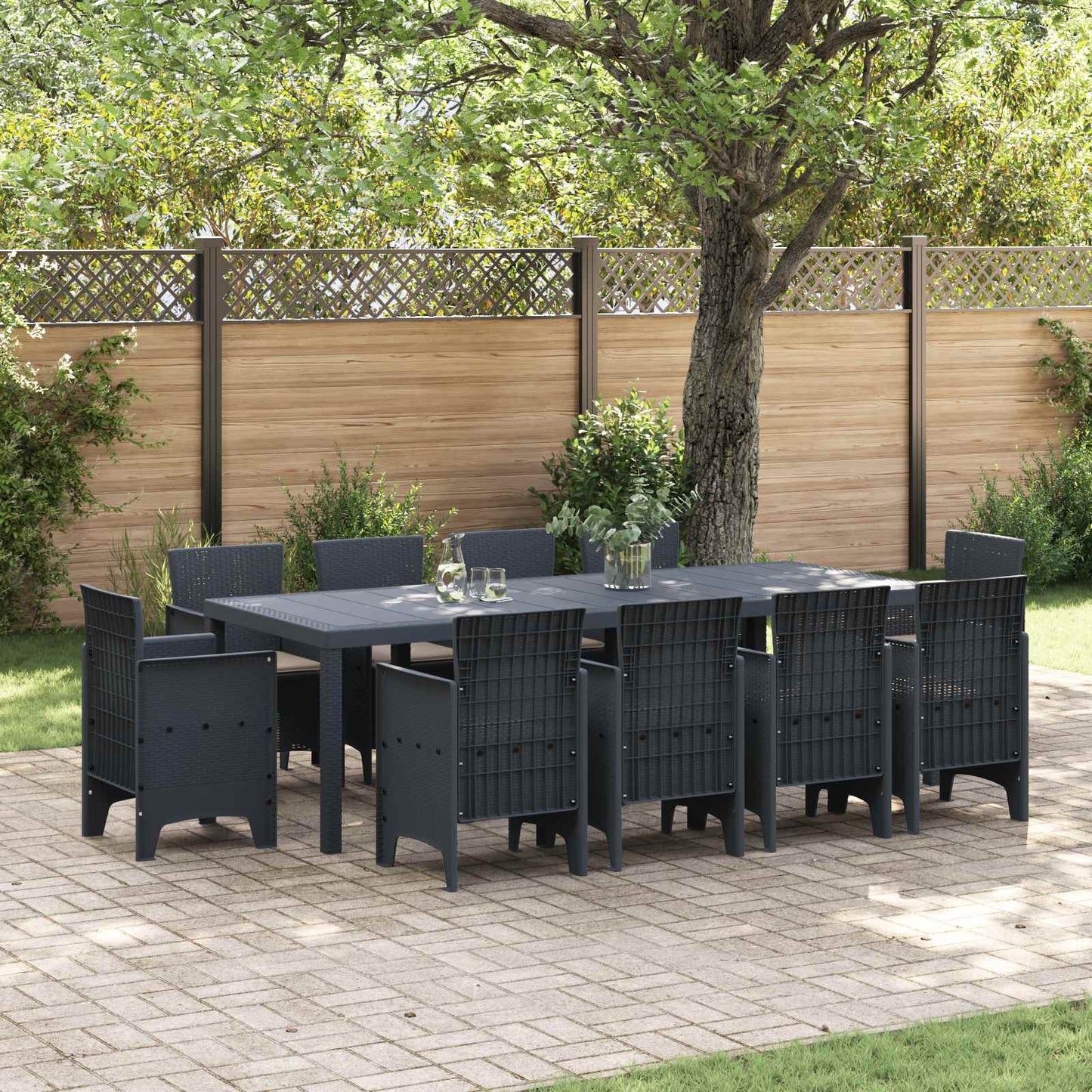 Set da Pranzo per Giardino 11 pcs Antracite Polipropilene