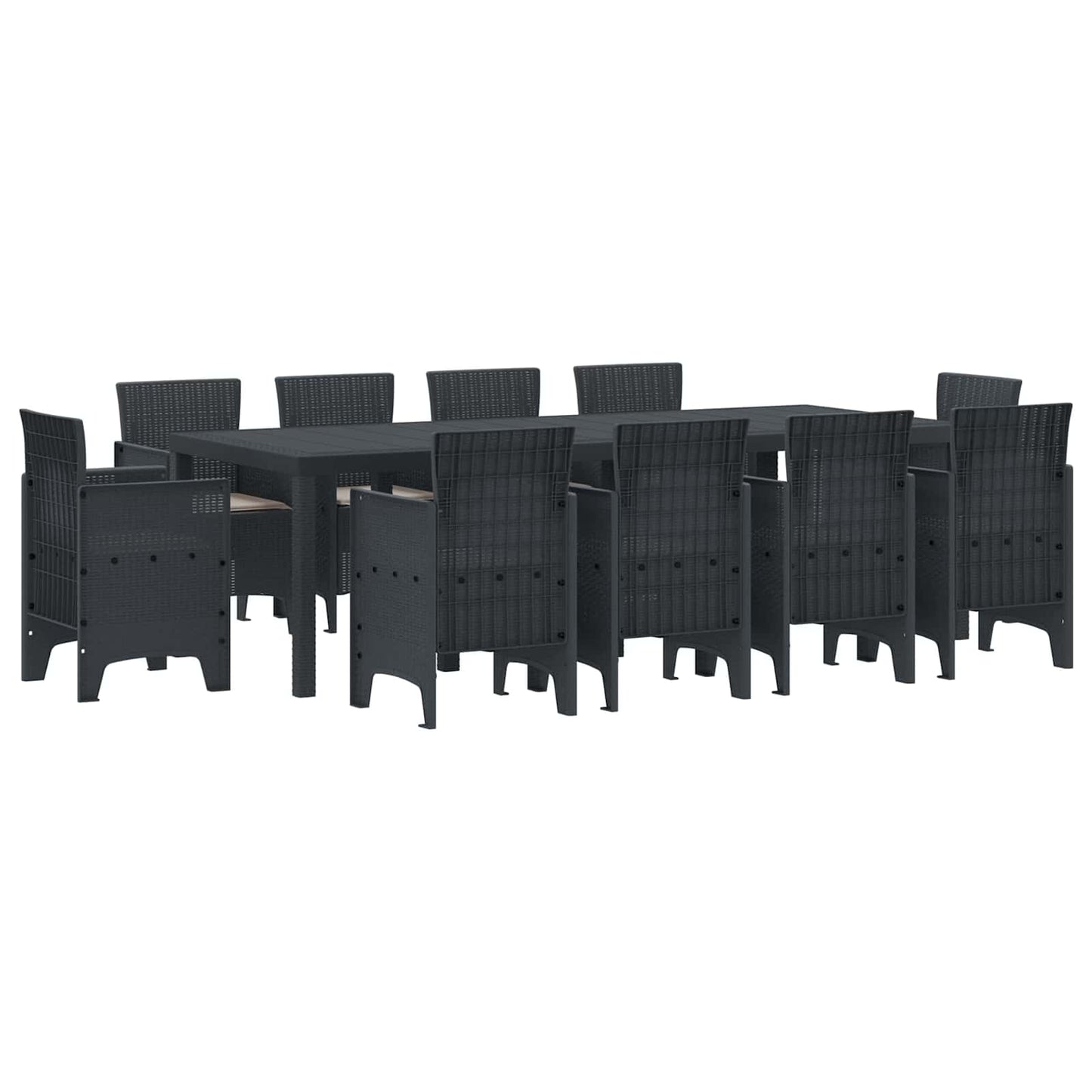 Set da Pranzo per Giardino 11 pcs Antracite Polipropilene