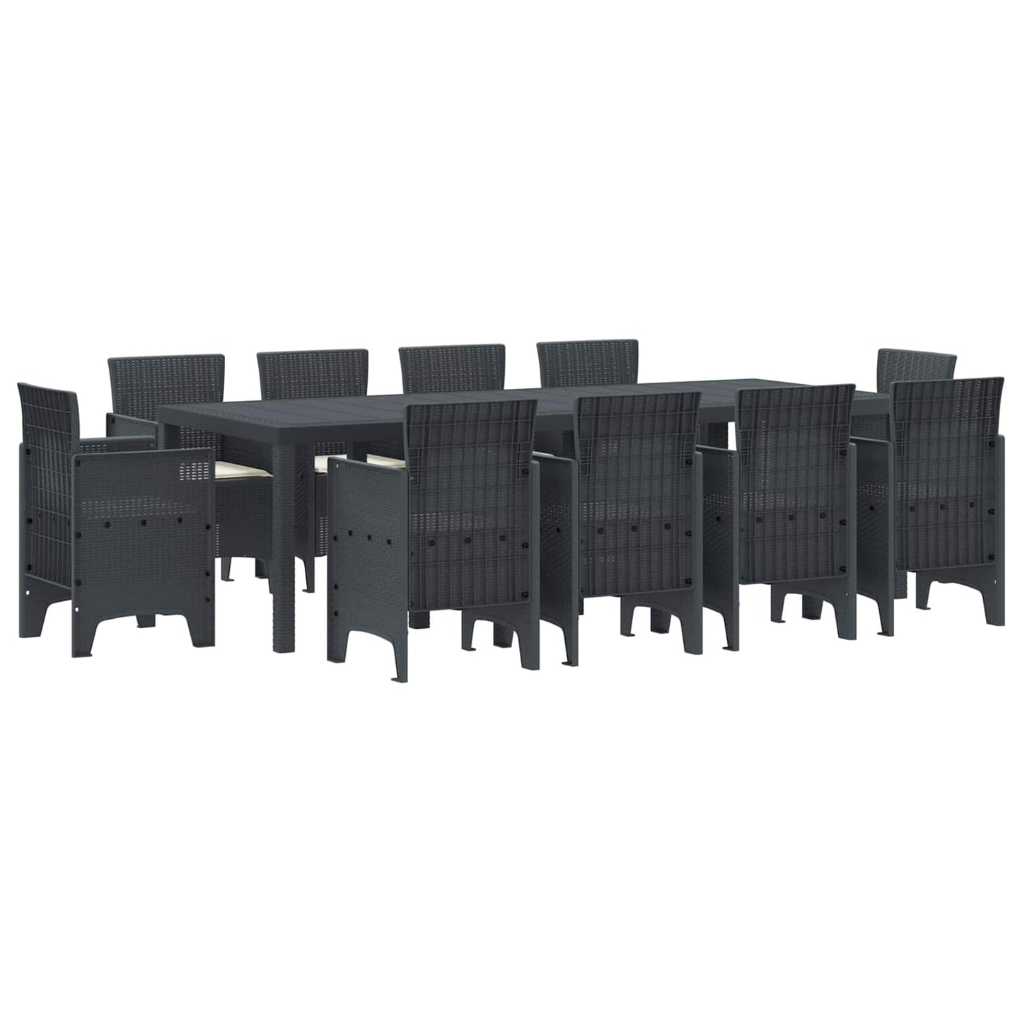 Set da Pranzo per Giardino 11 pcs Antracite Polipropilene