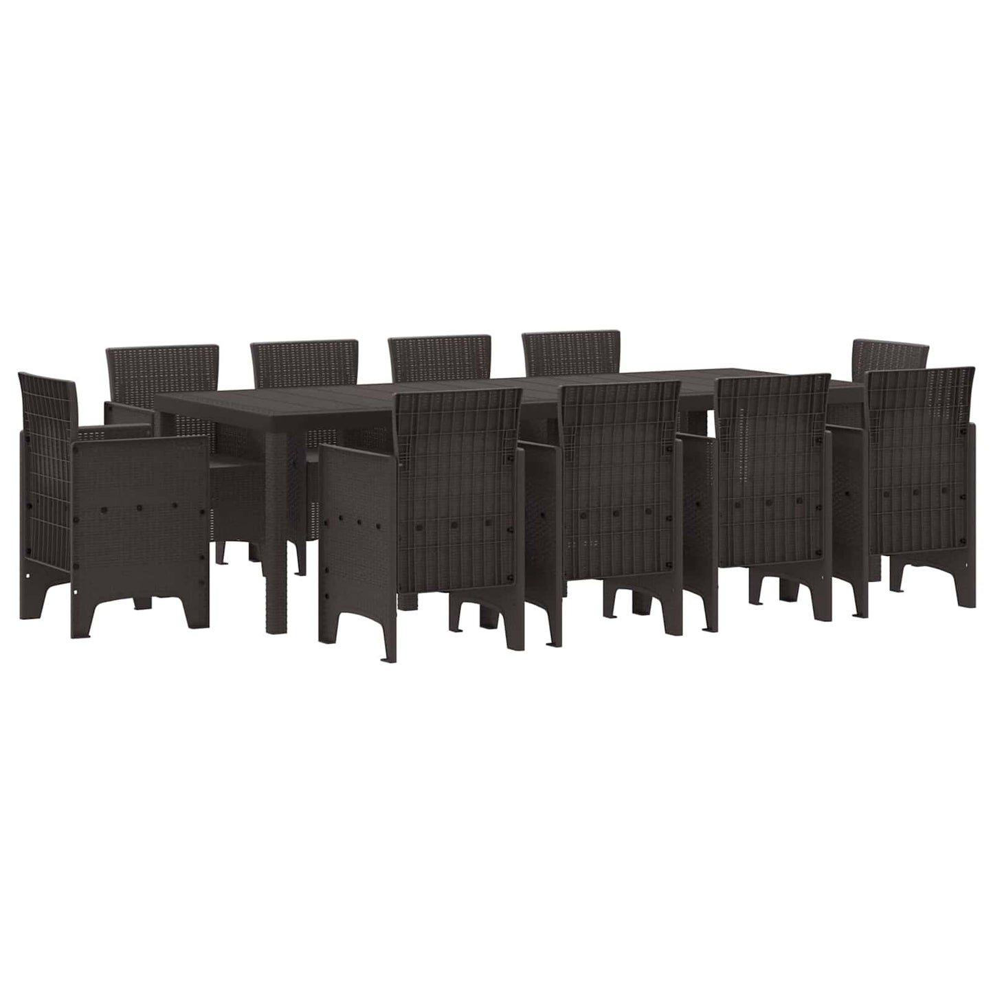 Set da Pranzo per Giardino 11 pcs Marrone Polipropilene
