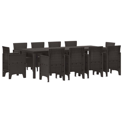 Set da Pranzo per Giardino 11 pcs Marrone Polipropilene