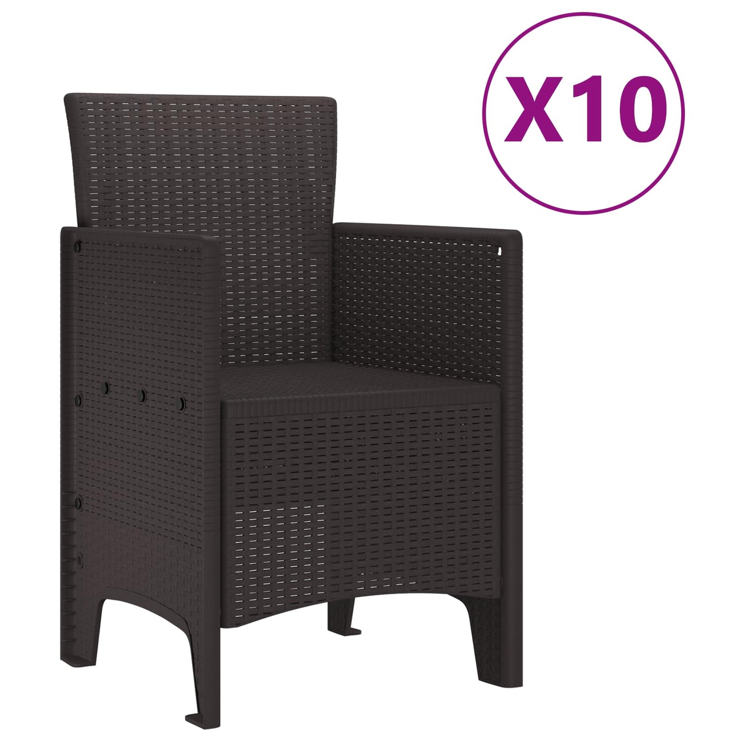 Set da Pranzo per Giardino 11 pcs Marrone Polipropilene