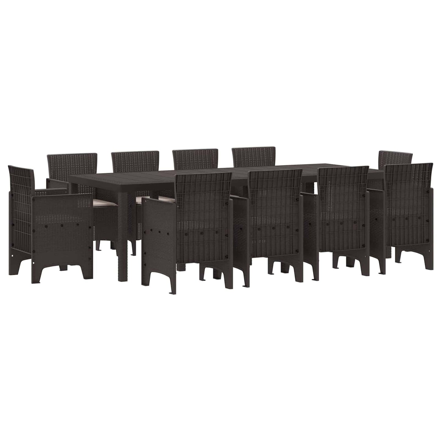 Set da Pranzo per Giardino 11 pcs Marrone Polipropilene