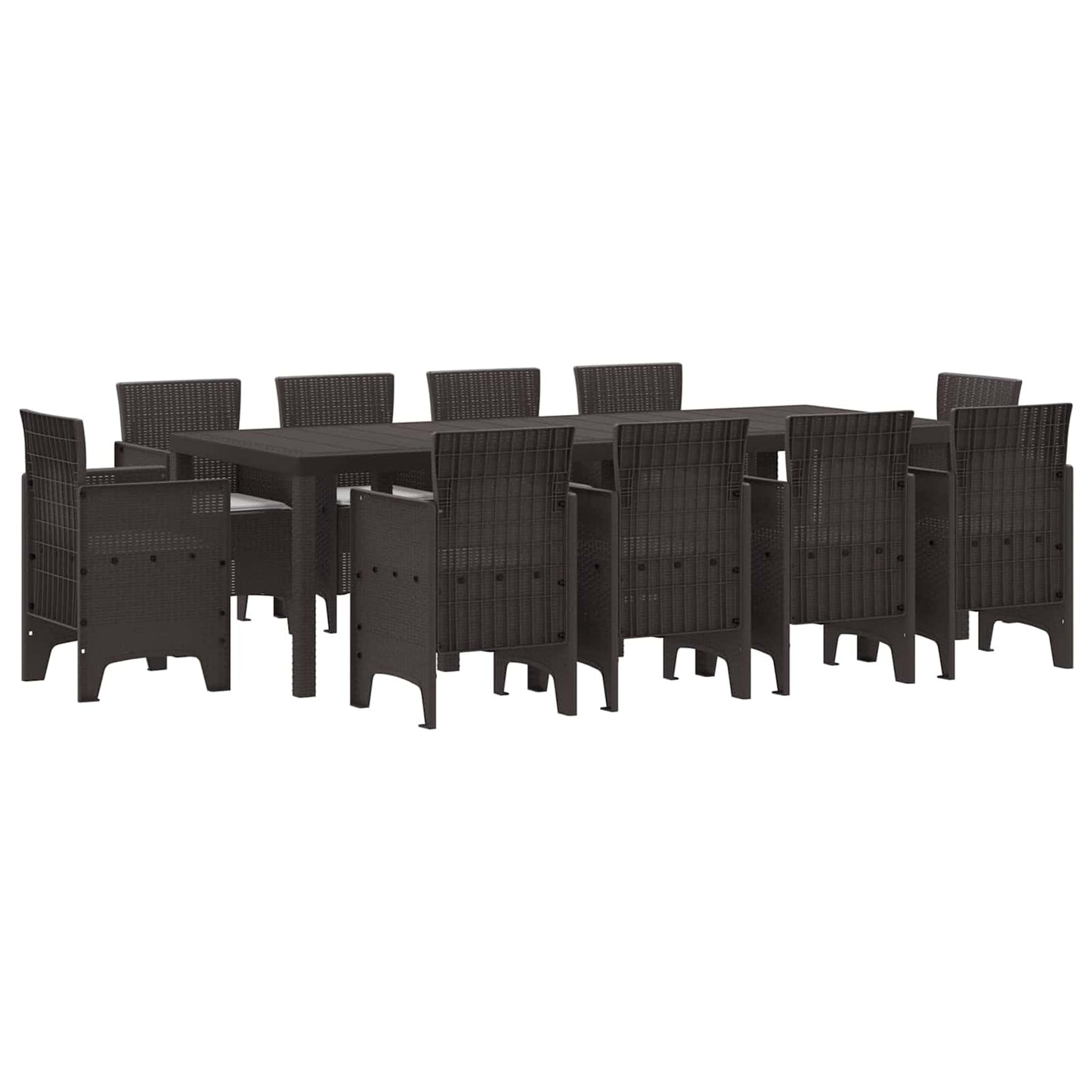 Set da Pranzo per Giardino 11 pcs Marrone Polipropilene