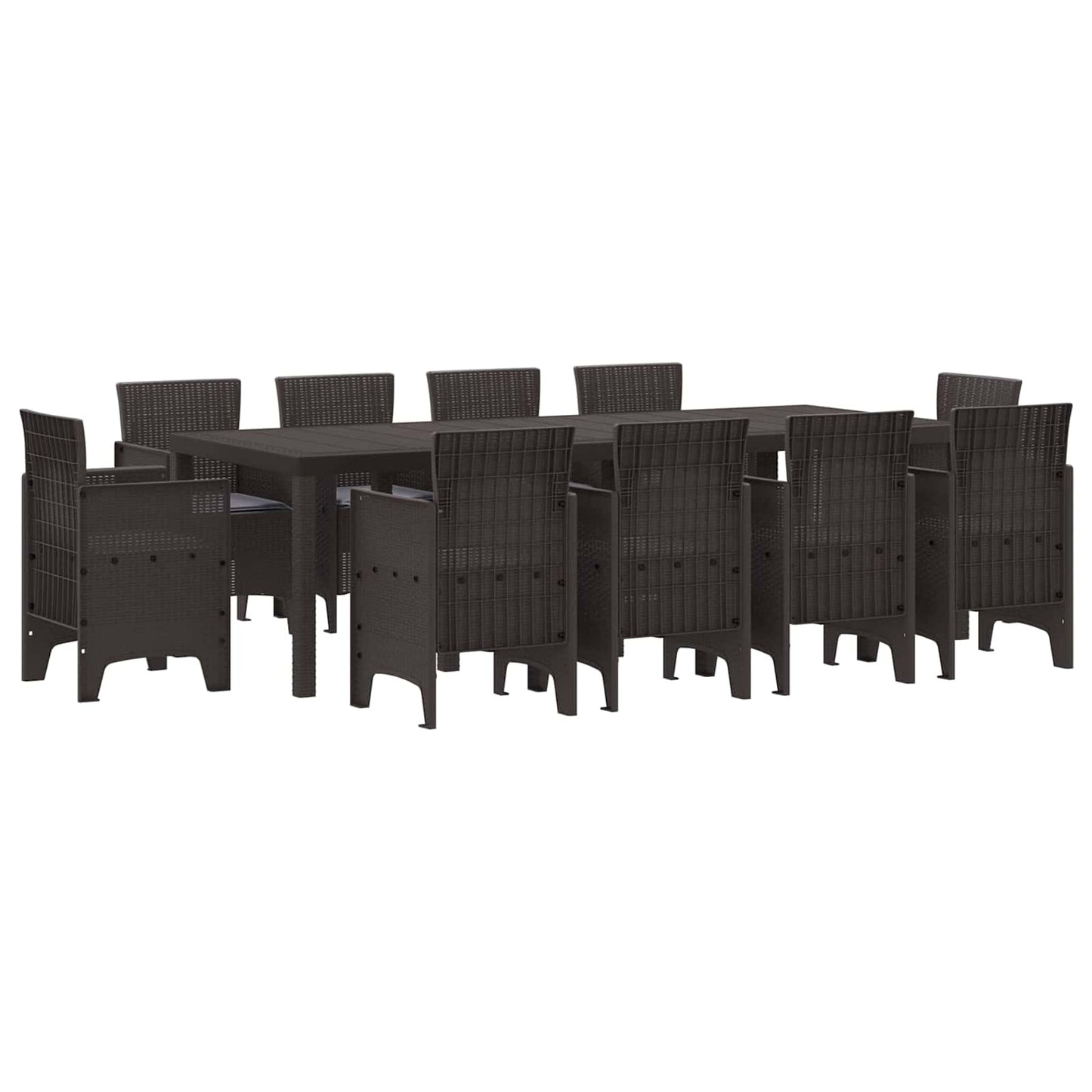 Set da Pranzo per Giardino 11 pcs Marrone Polipropilene