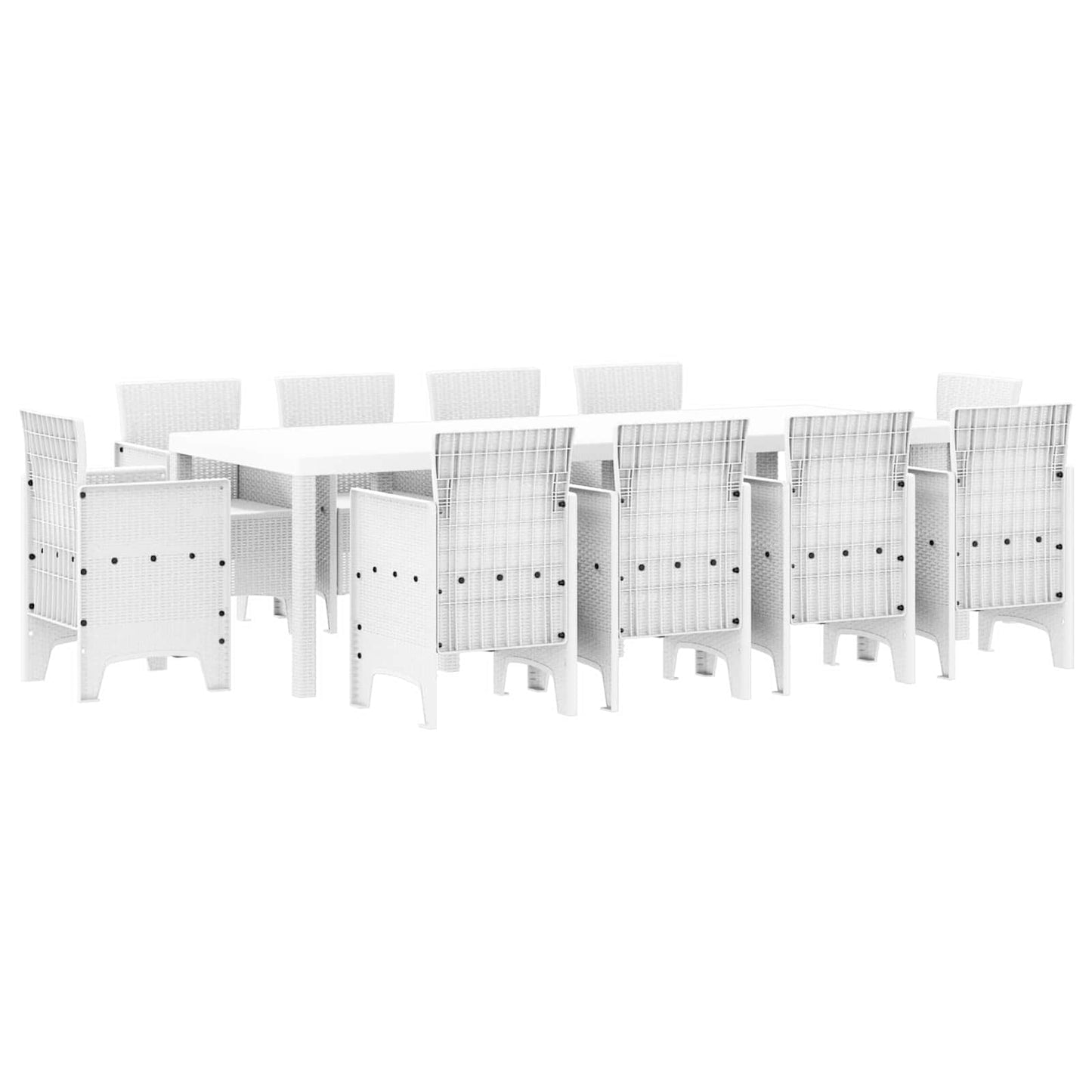 Set da Pranzo per Giardino 11 pcs Bianco Polipropilene