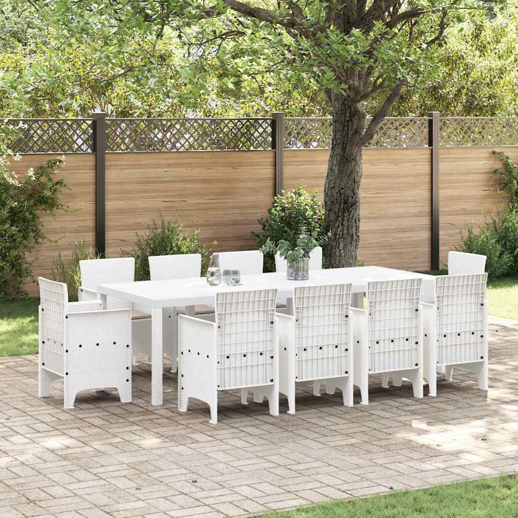 Set da Pranzo per Giardino 11 pcs Bianco Polipropilene