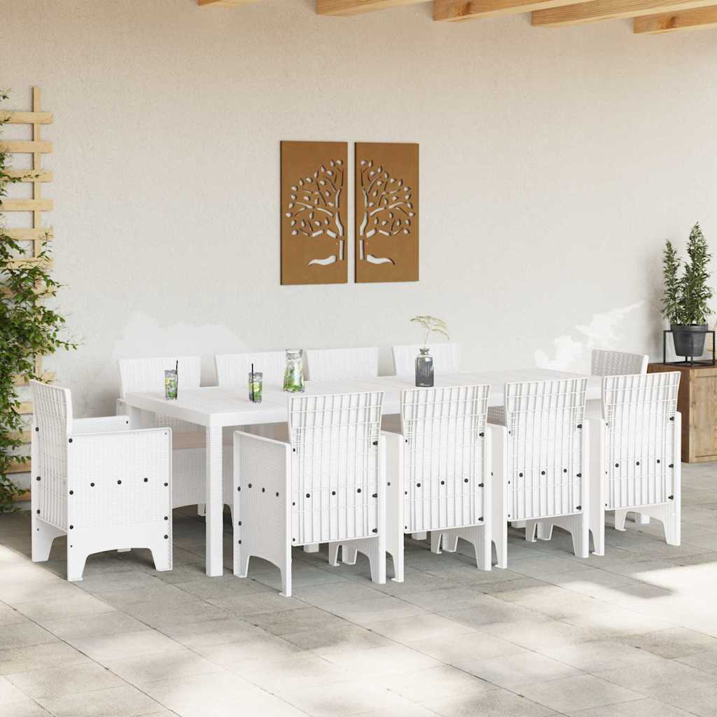 Set da Pranzo per Giardino 11 pcs Bianco Polipropilene