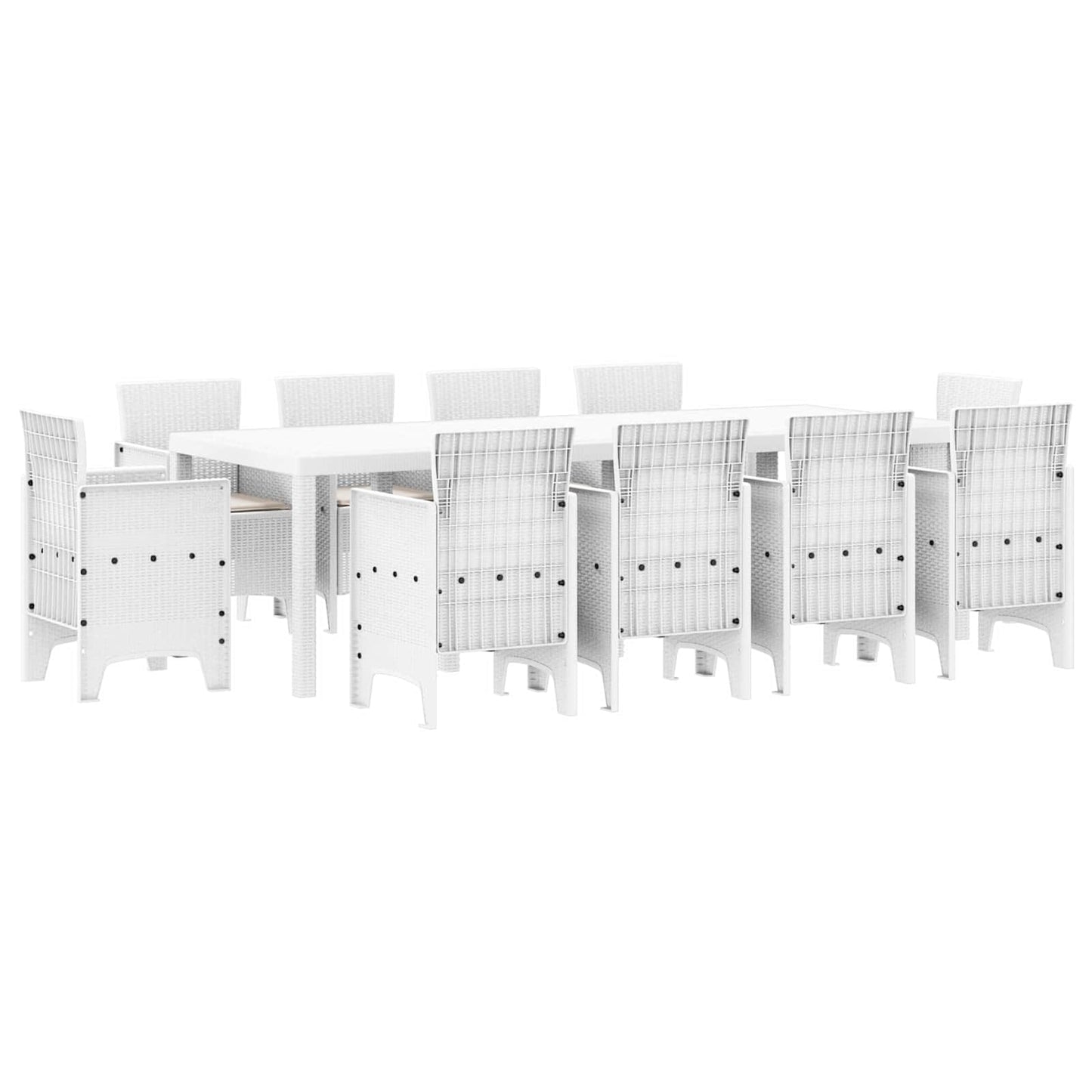 Set da Pranzo per Giardino 11 pcs Bianco Polipropilene