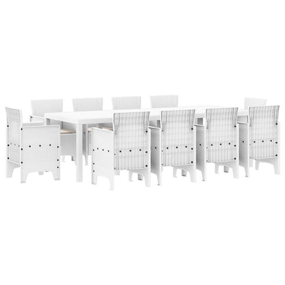 Set da Pranzo per Giardino 11 pcs Bianco Polipropilene