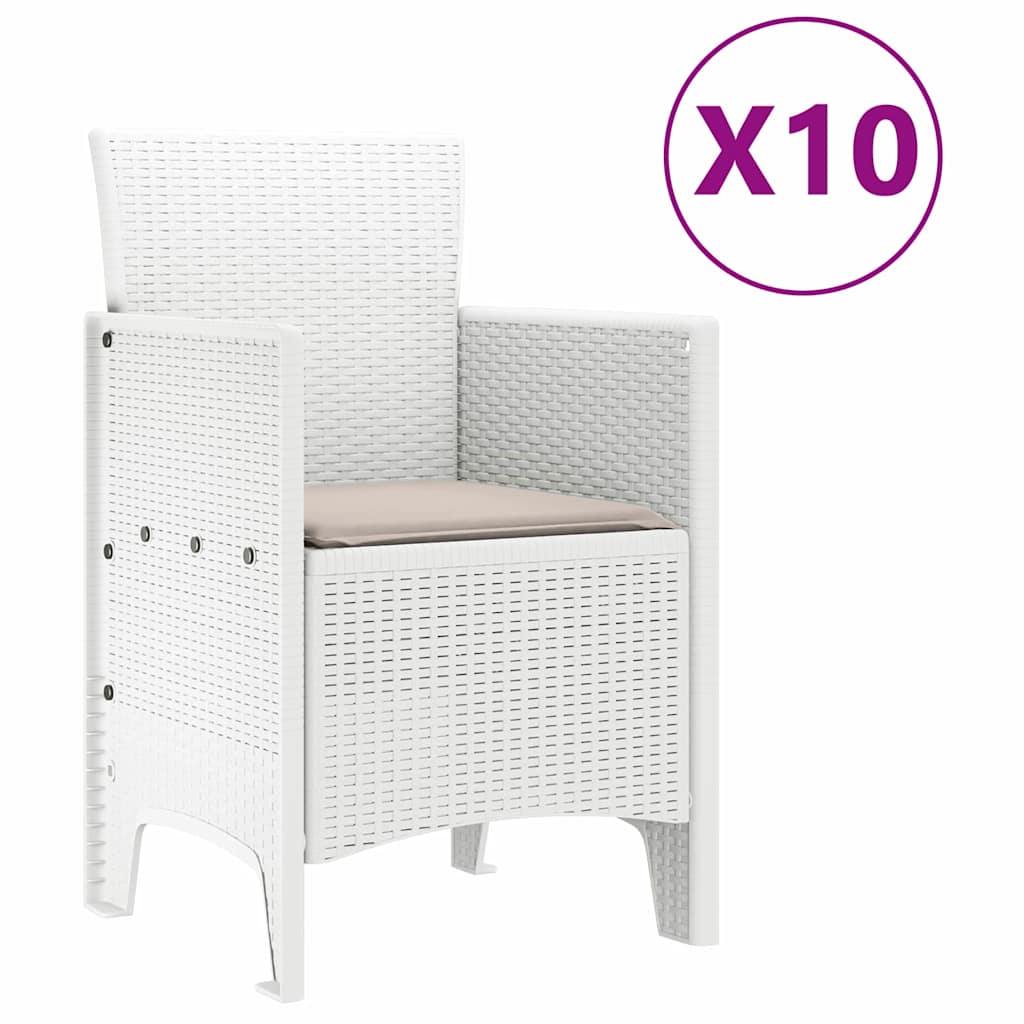 Set da Pranzo per Giardino 11 pcs Bianco Polipropilene