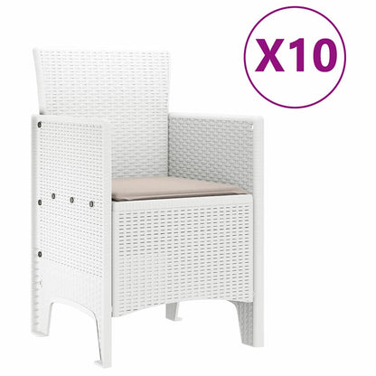 Set da Pranzo per Giardino 11 pcs Bianco Polipropilene