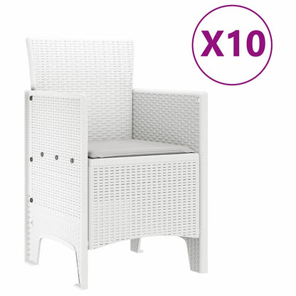 Set da Pranzo per Giardino 11 pcs Bianco Polipropilene
