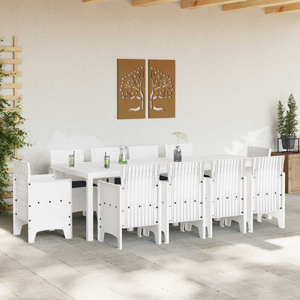 Set da Pranzo per Giardino 11 pcs Bianco Polipropilene