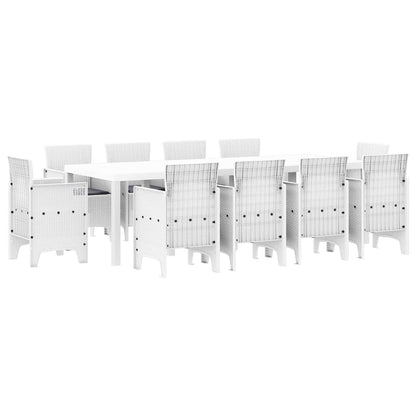 Set da Pranzo per Giardino 11 pcs Bianco Polipropilene