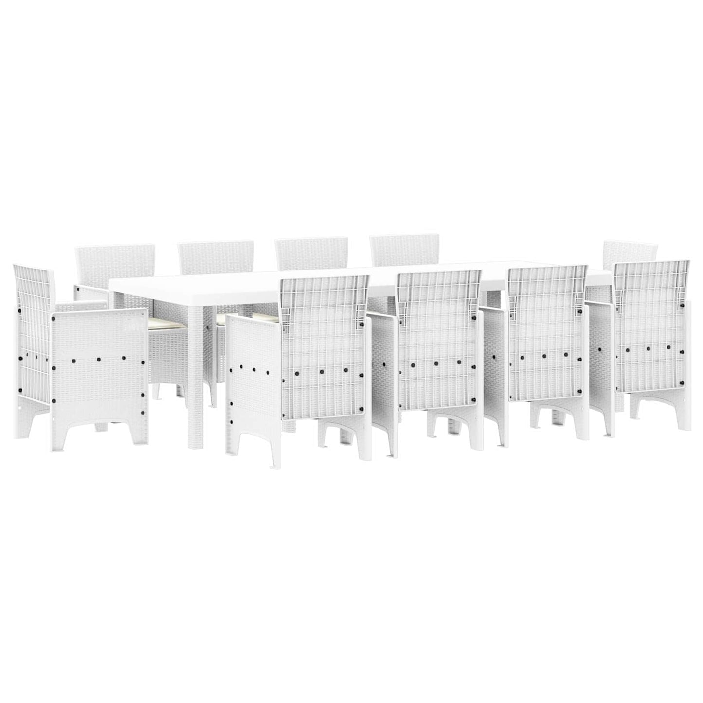 Set da Pranzo per Giardino 11 pcs Bianco Polipropilene