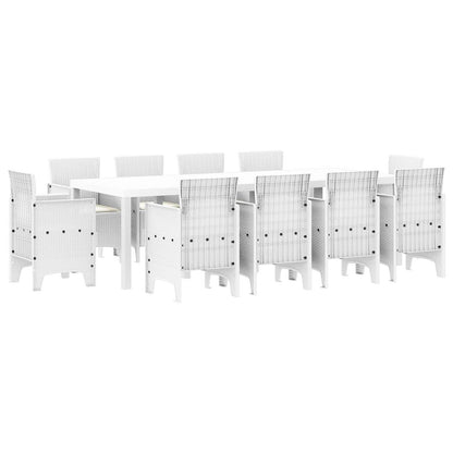 Set da Pranzo per Giardino 11 pcs Bianco Polipropilene