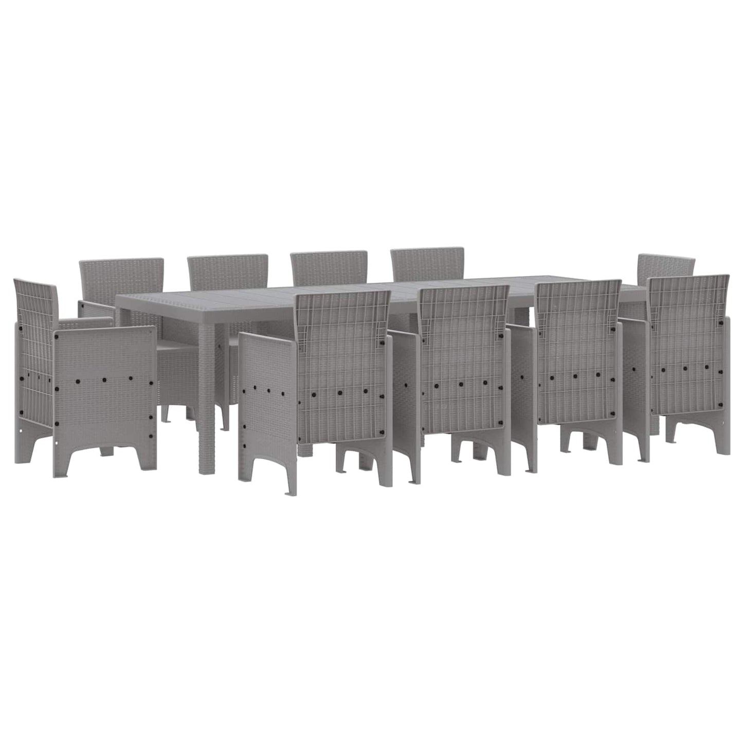 Set da Pranzo per Giardino 11 pcs Grigio chiaro Polipropilene