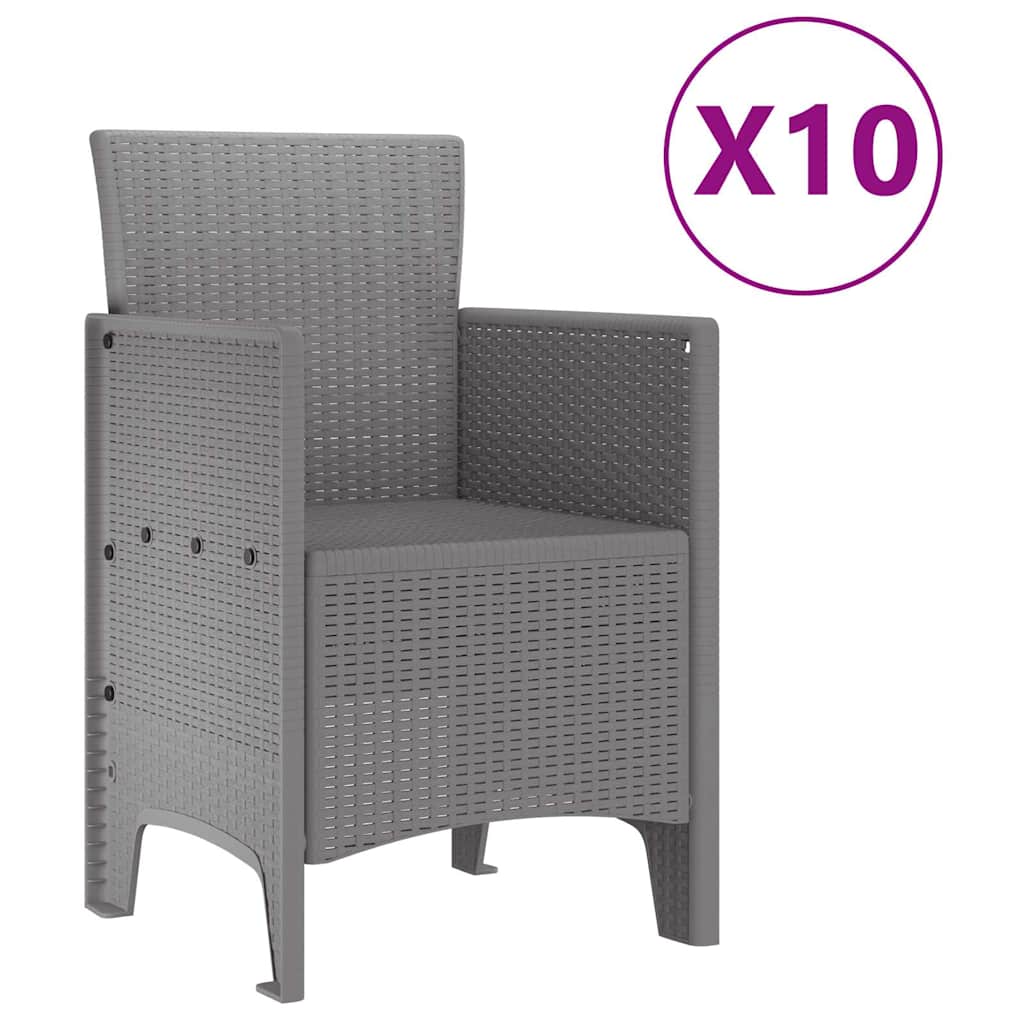 Set da Pranzo per Giardino 11 pcs Grigio chiaro Polipropilene