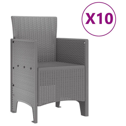 Set da Pranzo per Giardino 11 pcs Grigio chiaro Polipropilene