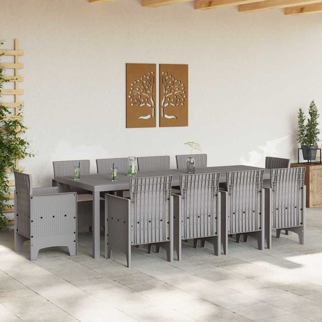 Set da Pranzo per Giardino 11 pcs Grigio chiaro Polipropilene