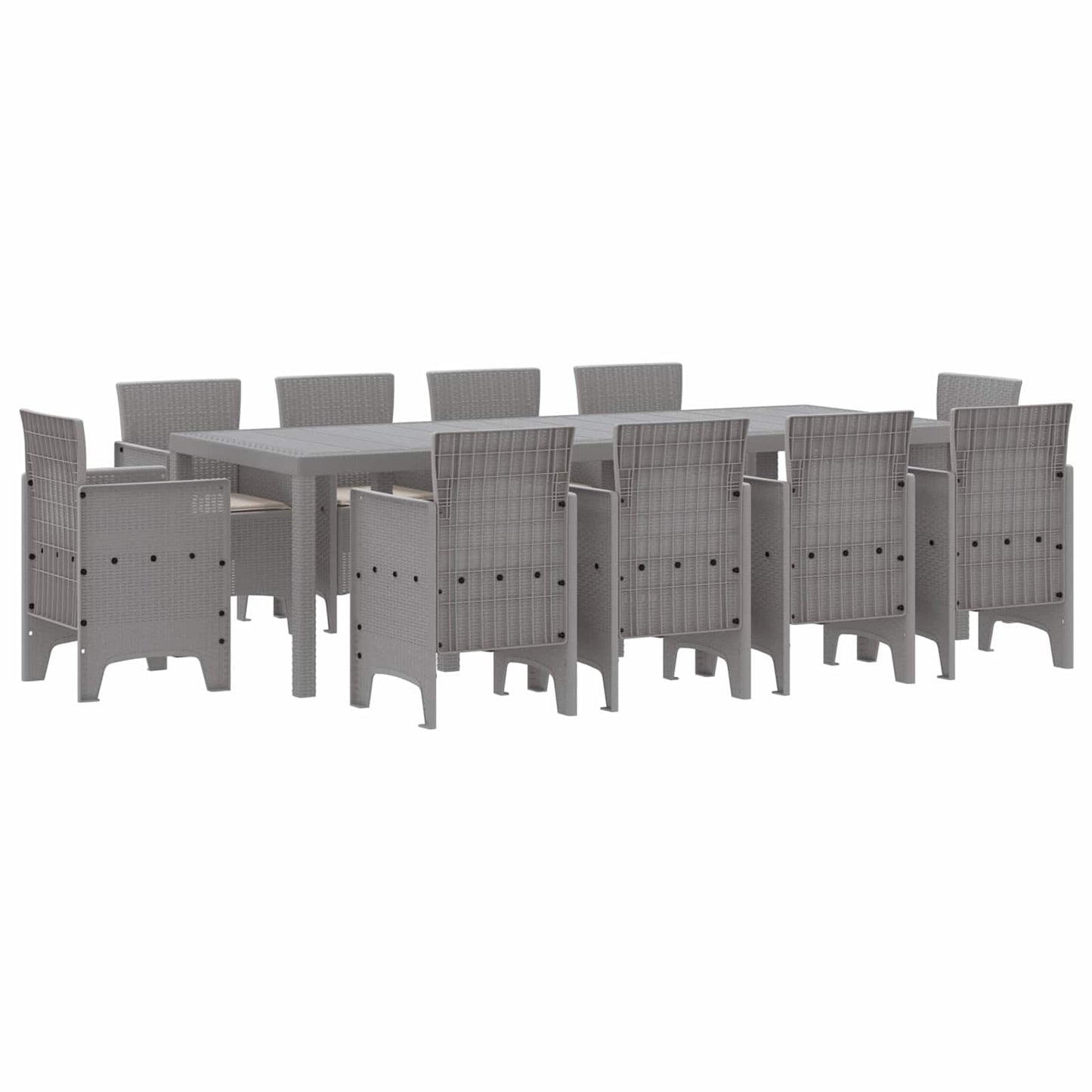 Set da Pranzo per Giardino 11 pcs Grigio chiaro Polipropilene