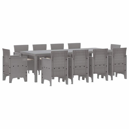 Set da Pranzo per Giardino 11 pcs Grigio chiaro Polipropilene