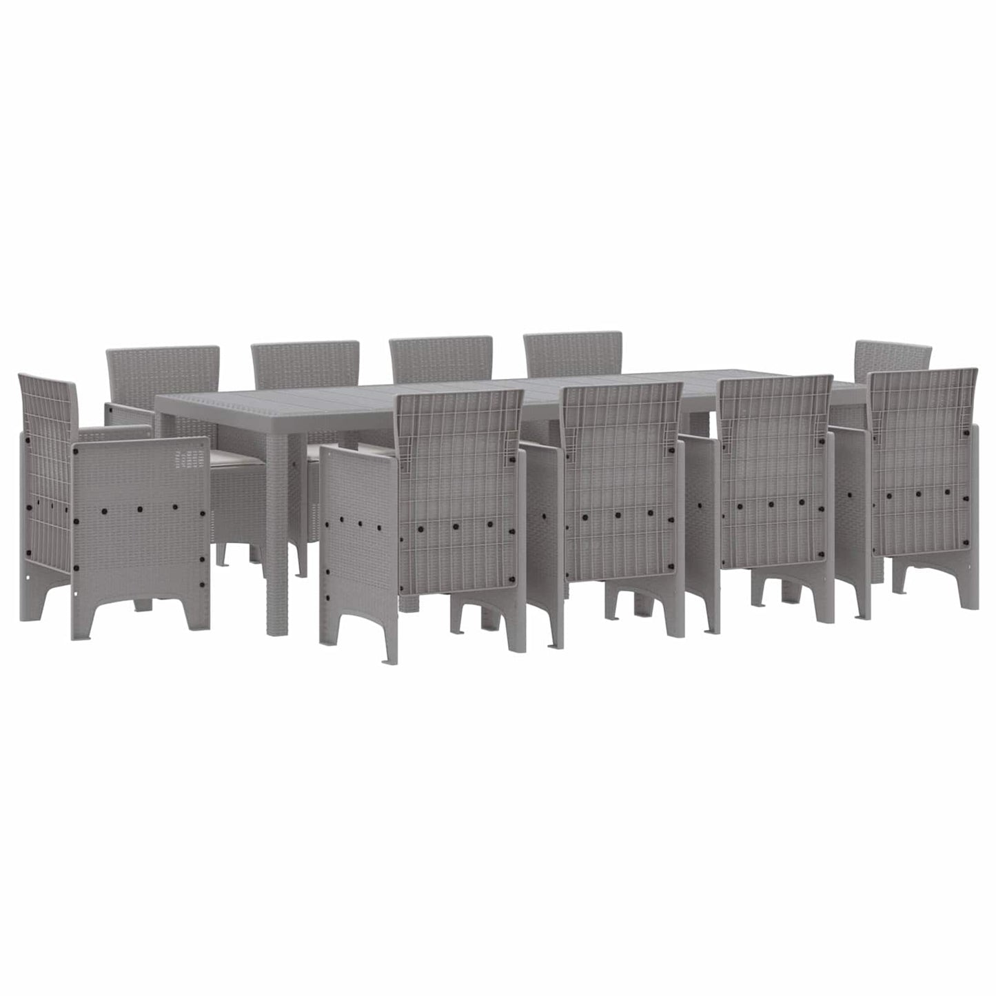 Set da Pranzo per Giardino 11 pcs Grigio chiaro Polipropilene