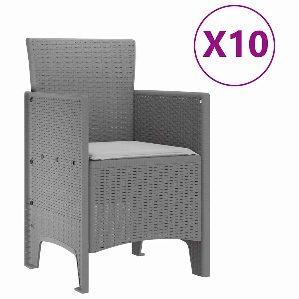 Set da Pranzo per Giardino 11 pcs Grigio chiaro Polipropilene