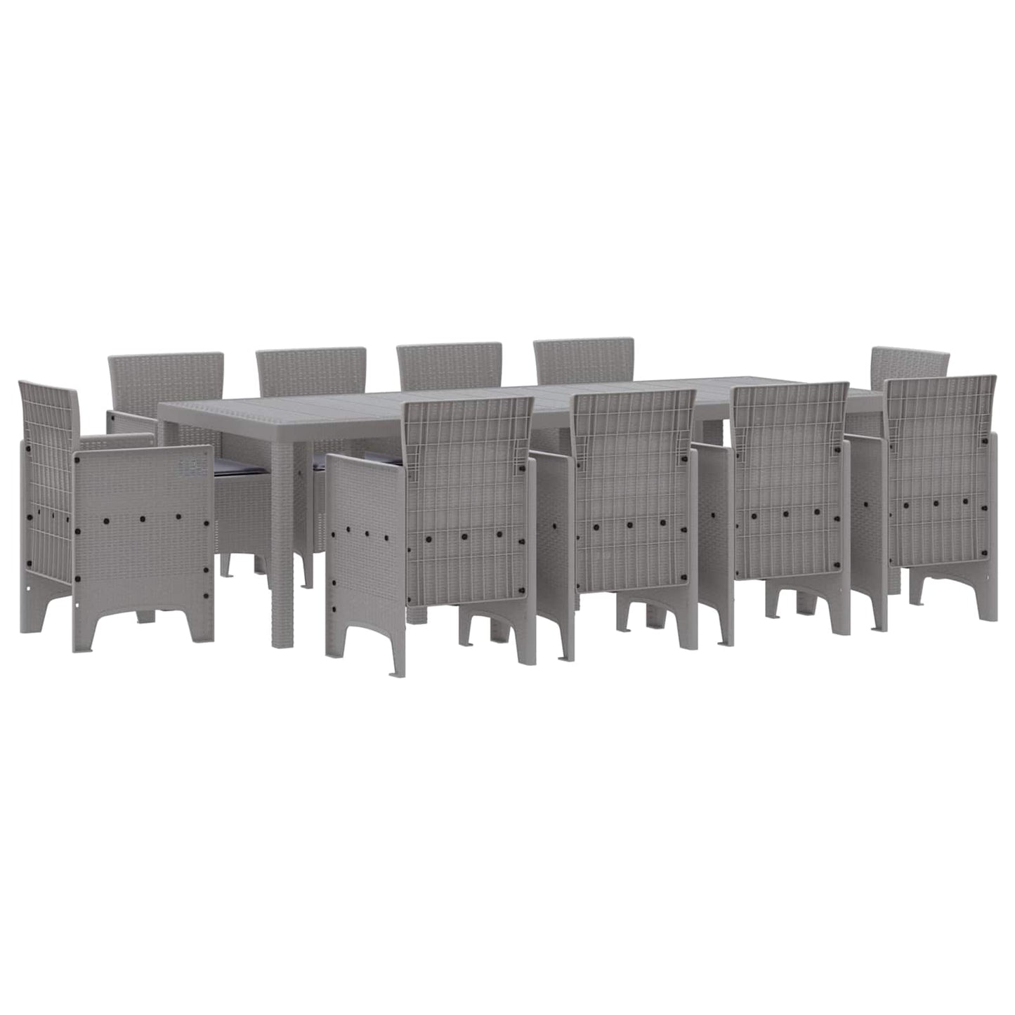 Set da Pranzo per Giardino 11 pcs Grigio chiaro Polipropilene