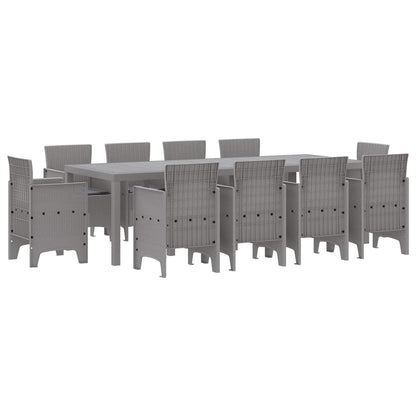 Set da Pranzo per Giardino 11 pcs Grigio chiaro Polipropilene