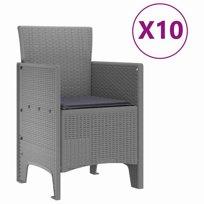Set da Pranzo per Giardino 11 pcs Grigio chiaro Polipropilene