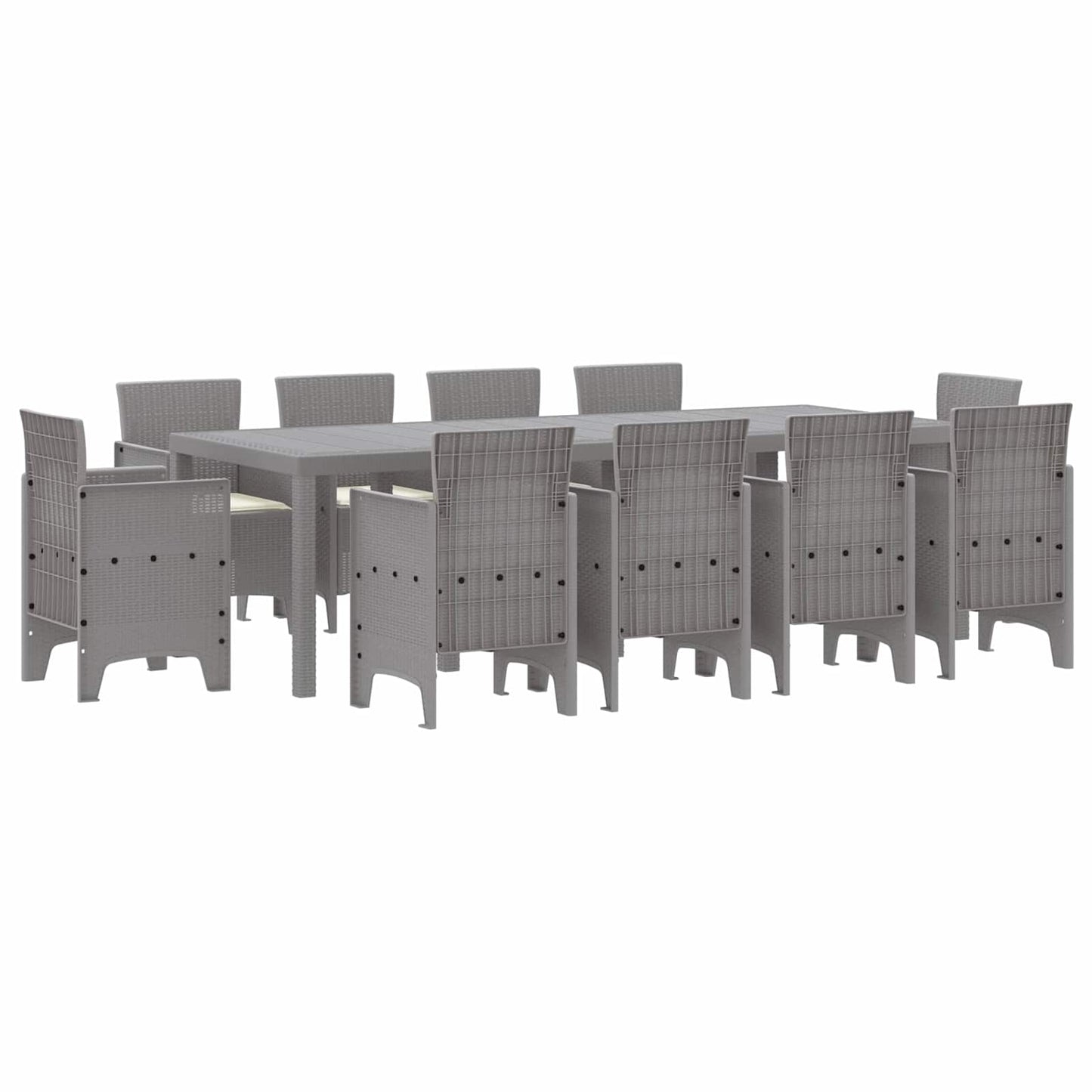 Set da Pranzo per Giardino 11 pcs Grigio chiaro Polipropilene