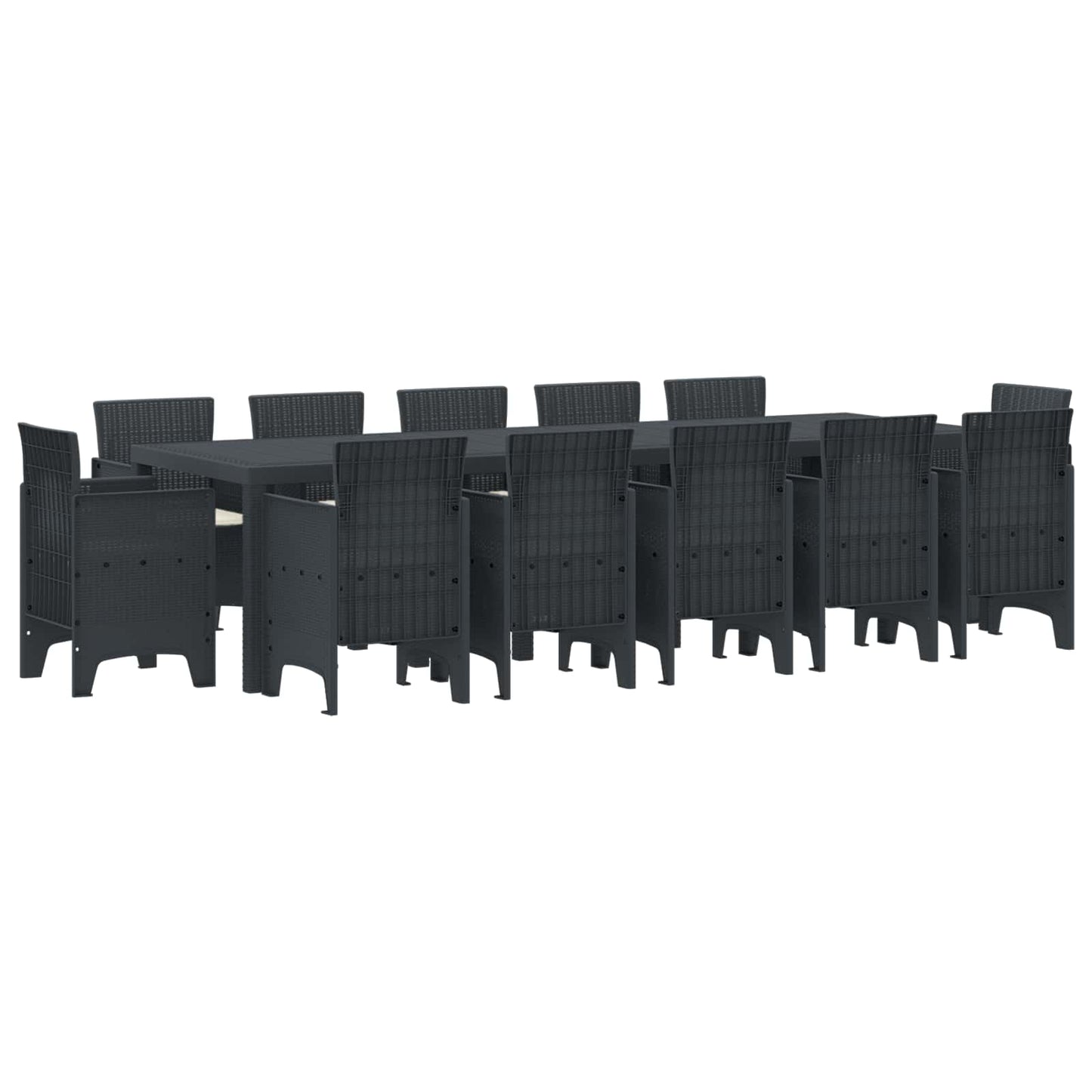 Set da Pranzo per Giardino 13 pcs Antracite Polyrattan