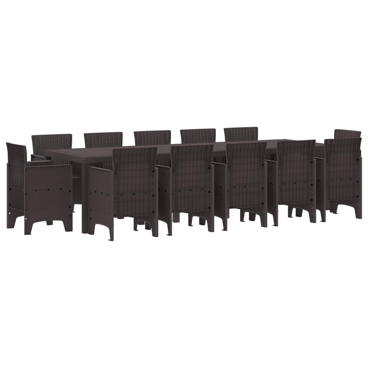 Set da Pranzo per Giardino 13 pcs Marrone Poly Rattan