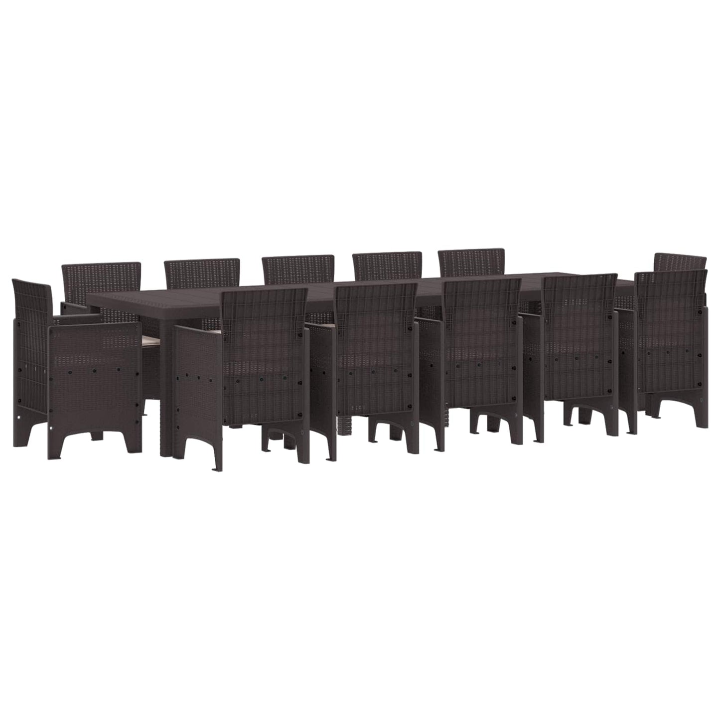 Set da Pranzo per Giardino 13 pcs Marrone e taupe Poly Rattan