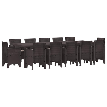 Set da Pranzo per Giardino 13 pcs Marrone e taupe Poly Rattan