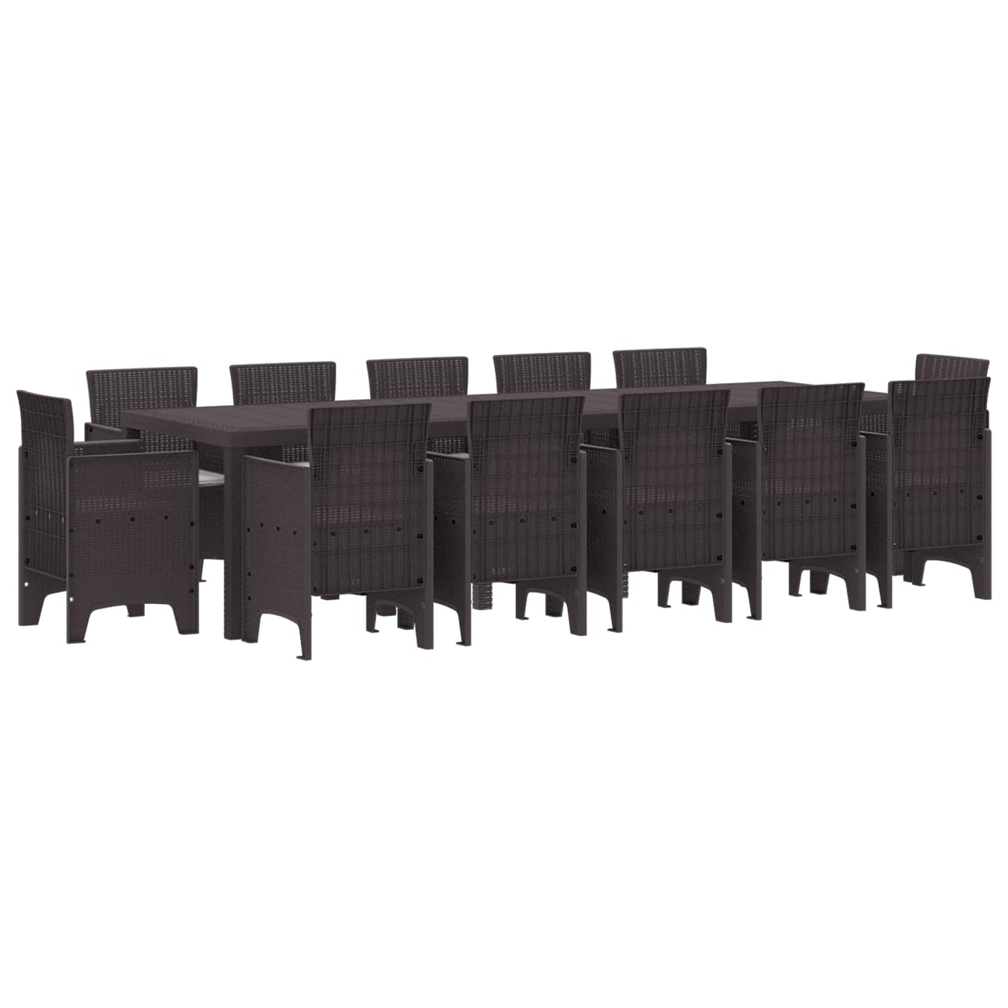 Set da Pranzo per Giardino 13 pcs Marrone e grigio chiaro