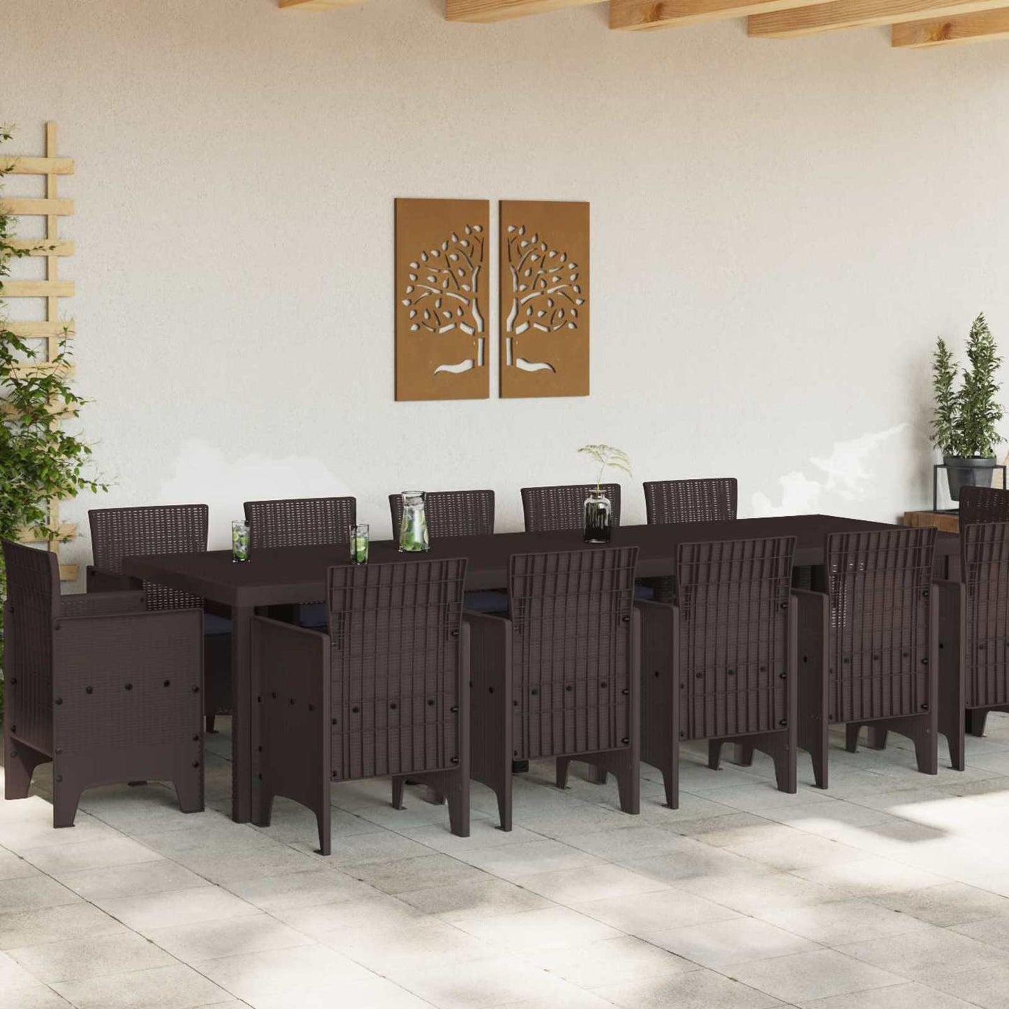Set da Pranzo per Giardino 13 pcs Marrone e Antracite