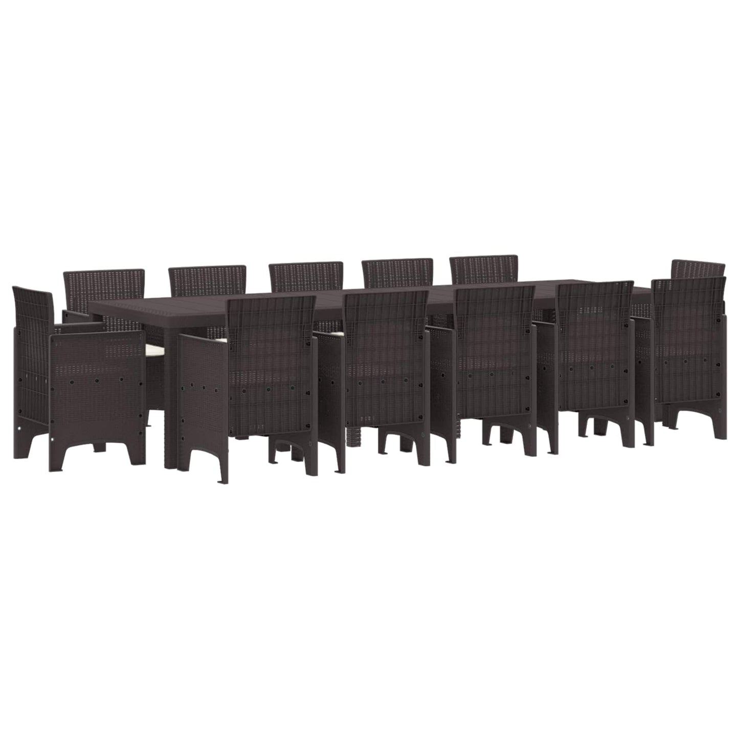 Set da Pranzo per Giardino con cuscino 13 pcs Marrone Rattan