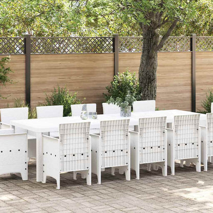 Set da Pranzo per Giardino 13 pcs Bianco Poly Rattan