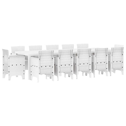 Set da Pranzo per Giardino 13 pcs Bianco Poly Rattan